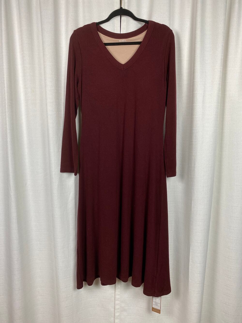 OGL Burgundy Long Sleeve Everday Maxi Dress Sz.XL NWT